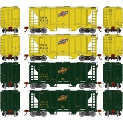 Athearn HO PS-2 2003 2-Bay Covered Hopper C&NW (4) for Freight Cars
