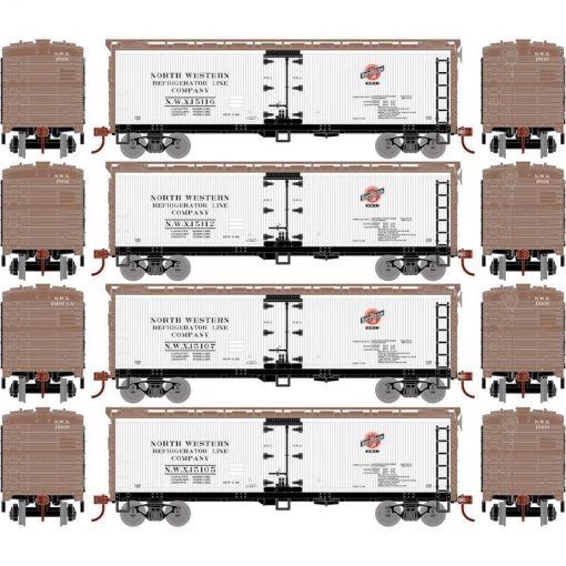 Athearn HO 40' Wood Reefer, NWX (4) for Freight Cars 6 Athearn HO 40' Wood Reefer, NWX (4) for Freight Cars -Roundhouse Online Shop RND98495 A0 7T0373RT